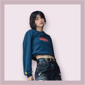 Bibisama Royal Blue Embroidered Fish Bone Sweatshirt